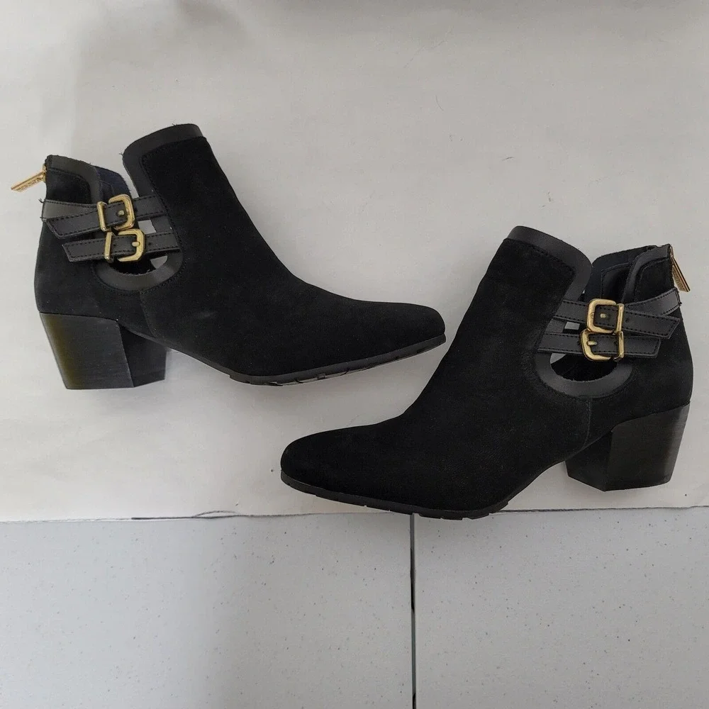 Kenneth Cole Reaction Pil-Grim RL06667LE Black Suede Ankle Boots 7.5 Med‎
